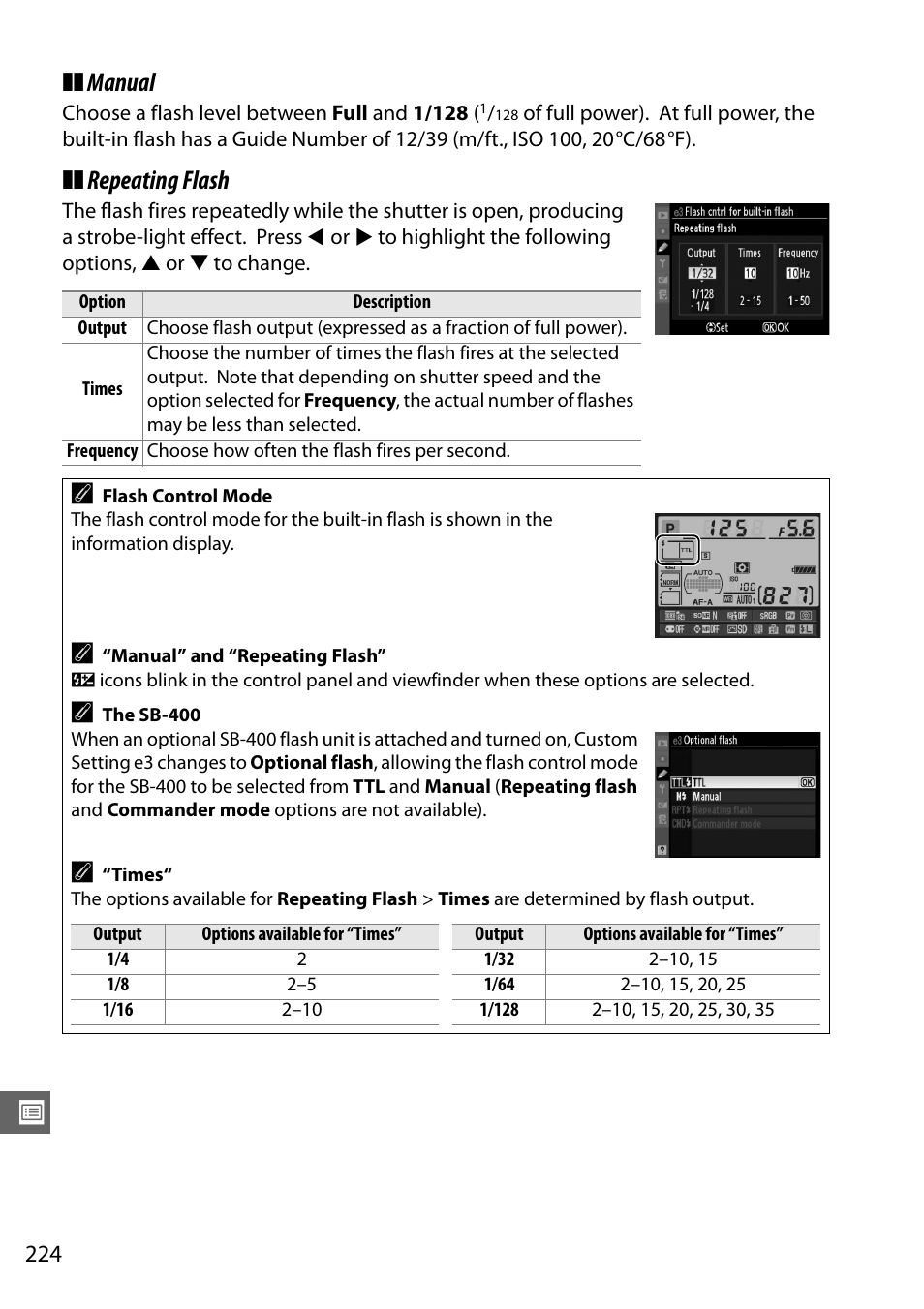 Manual, Repeating flash | Nikon D7000 User Manual | Page 244 / 348