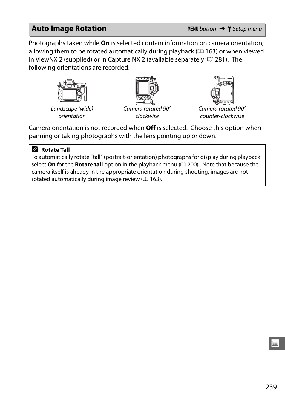 Auto image rotation | Nikon D7000 User Manual | Page 259 / 348