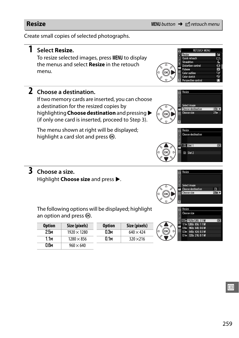 Resize | Nikon D7000 User Manual | Page 279 / 348