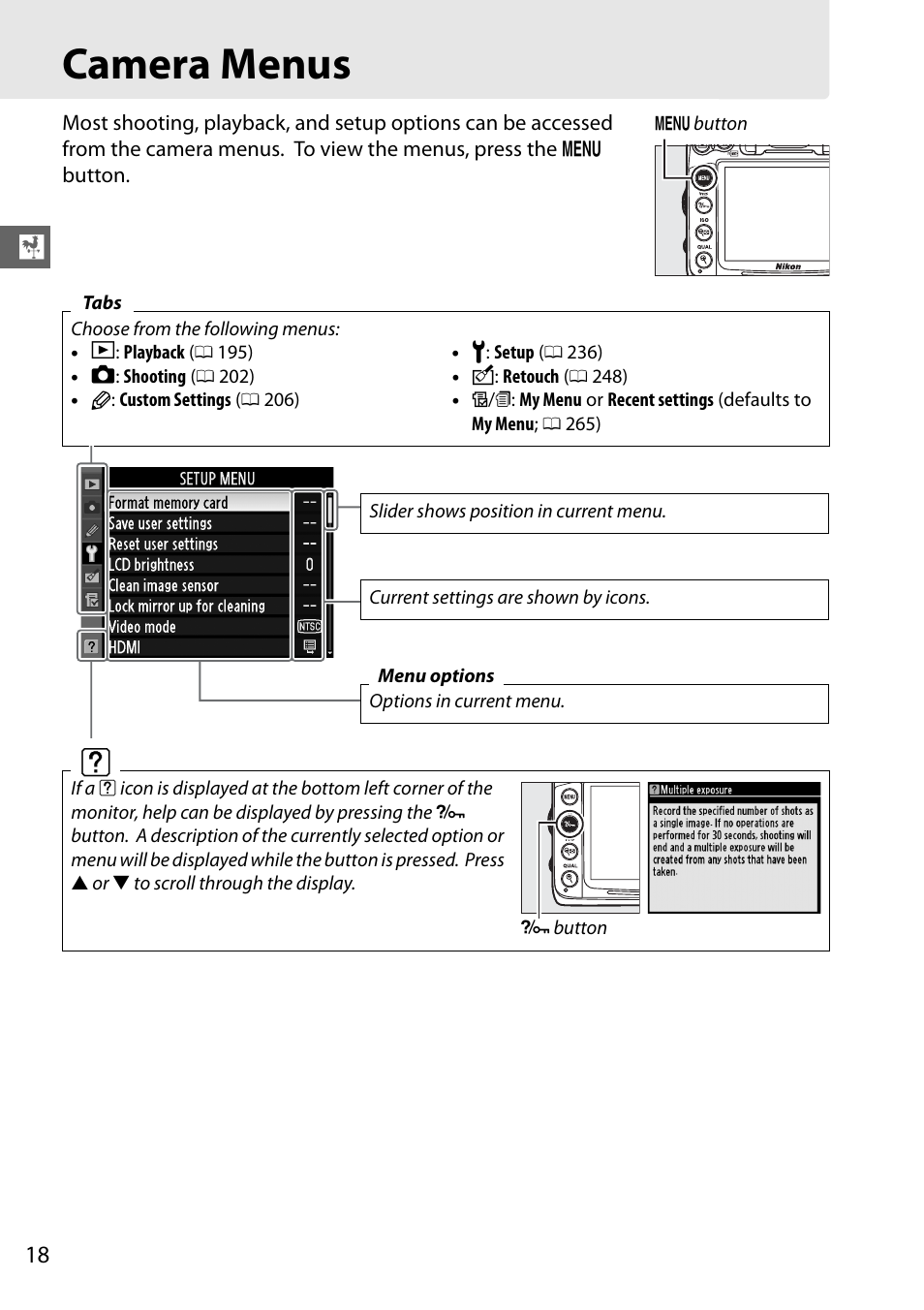 Camera menus | Nikon D7000 User Manual | Page 38 / 348