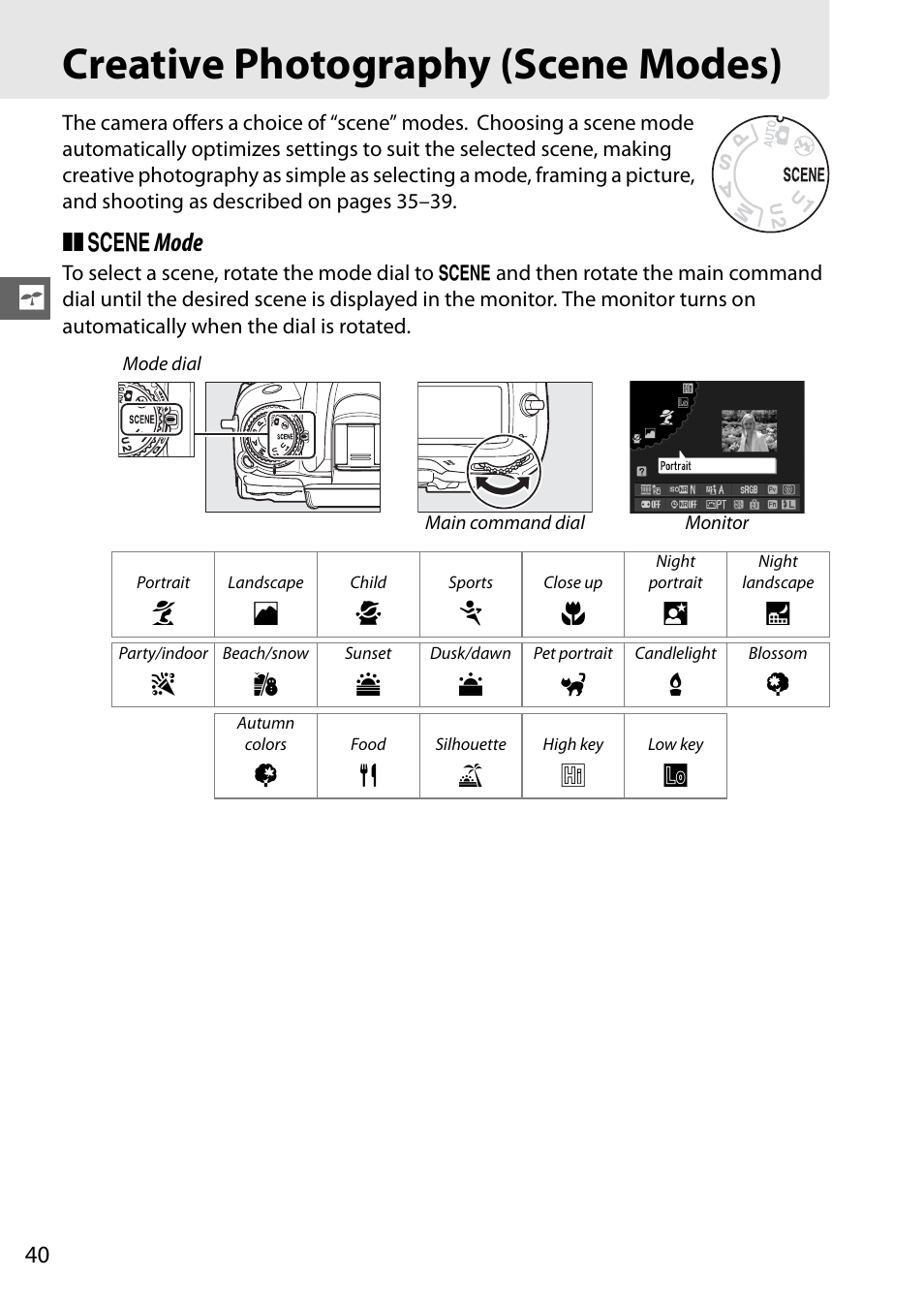 Creative photography (scene modes), Z0 1 2 3 | Nikon D7000 User Manual | Page 60 / 348