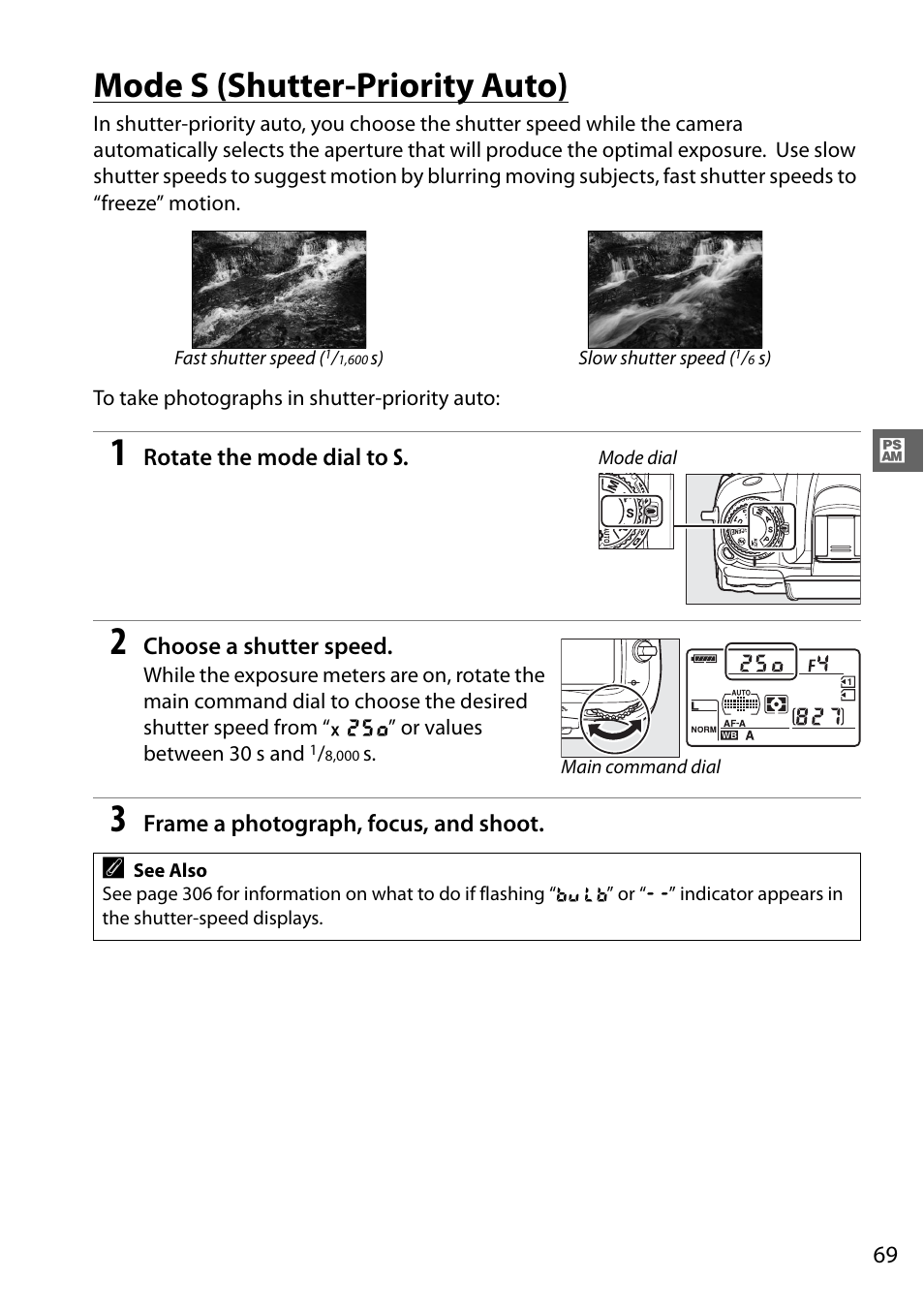 Mode s (shutter-priority auto) | Nikon D7000 User Manual | Page 89 / 348