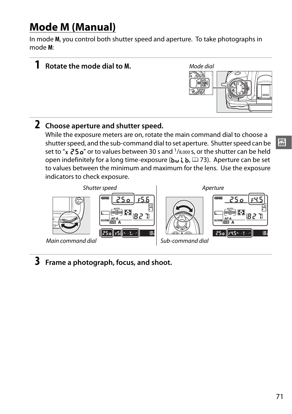 Mode m (manual) | Nikon D7000 User Manual | Page 91 / 348