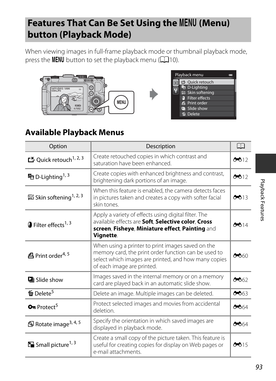Available playback menus | Nikon P7700 User Manual | Page 111 / 156
