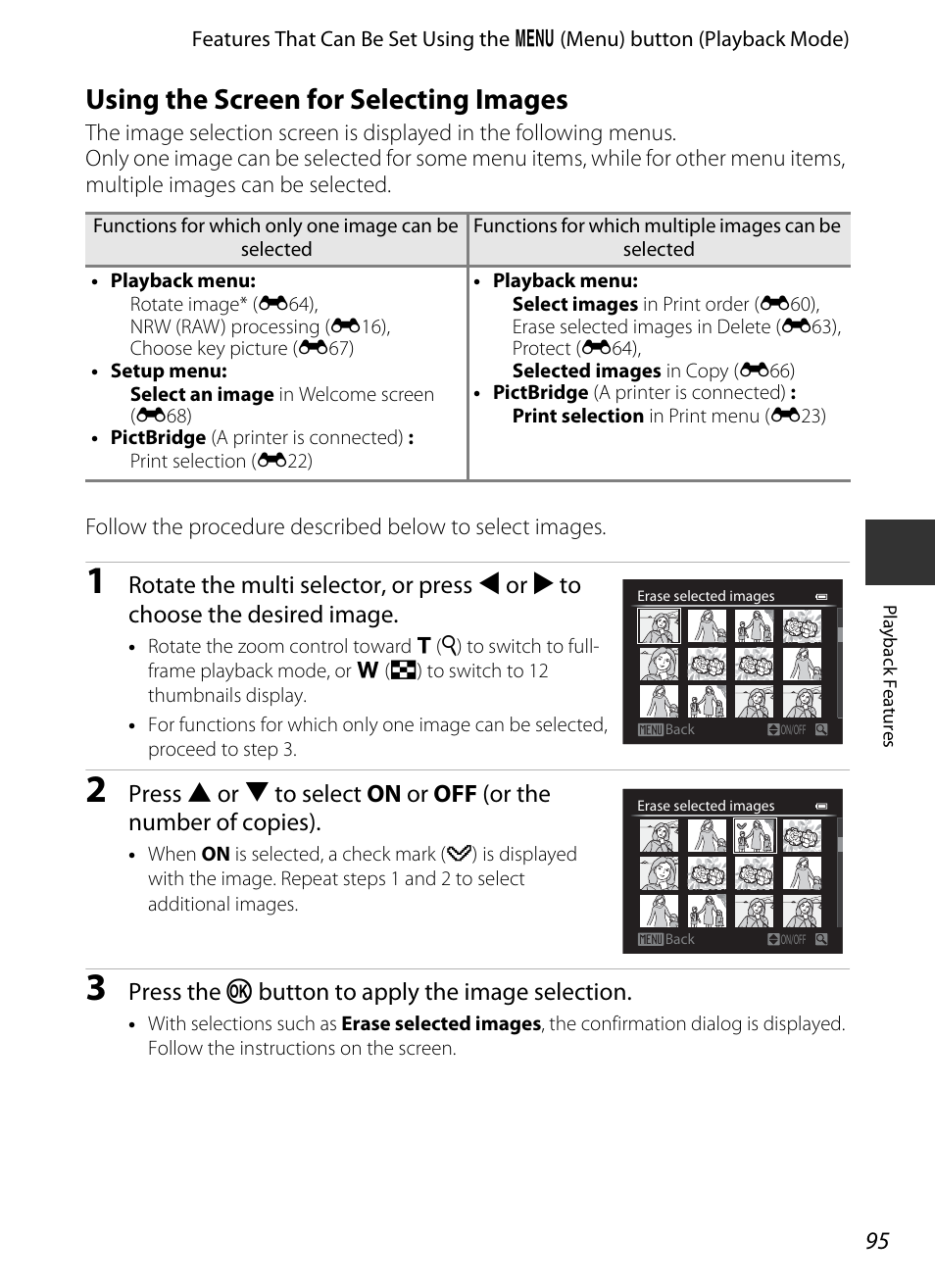 Using the screen for selecting images | Nikon P7700 User Manual | Page 113 / 156