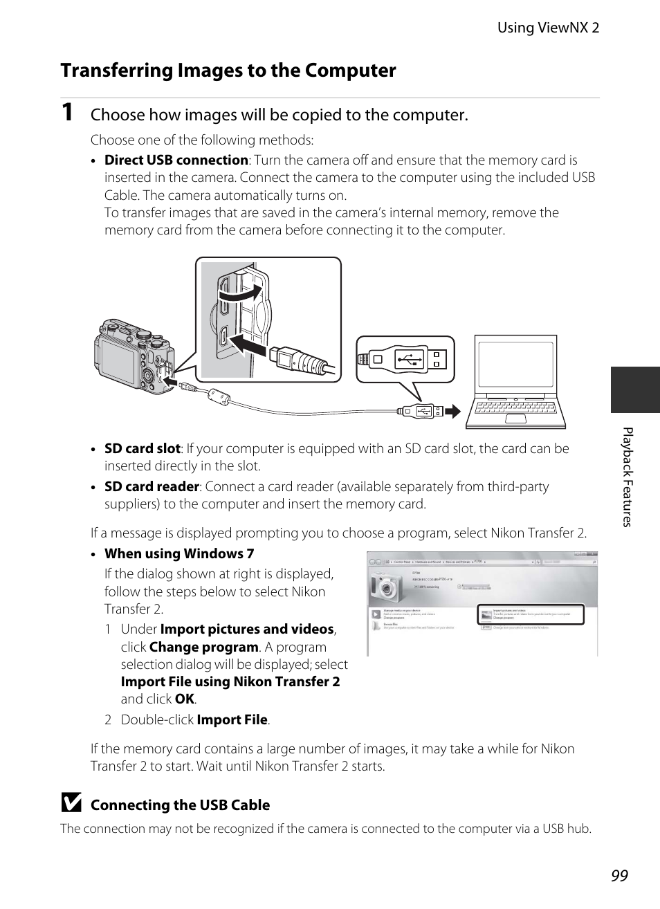 Transferring images to the computer, Choose how images will be copied to the computer | Nikon P7700 User Manual | Page 117 / 156