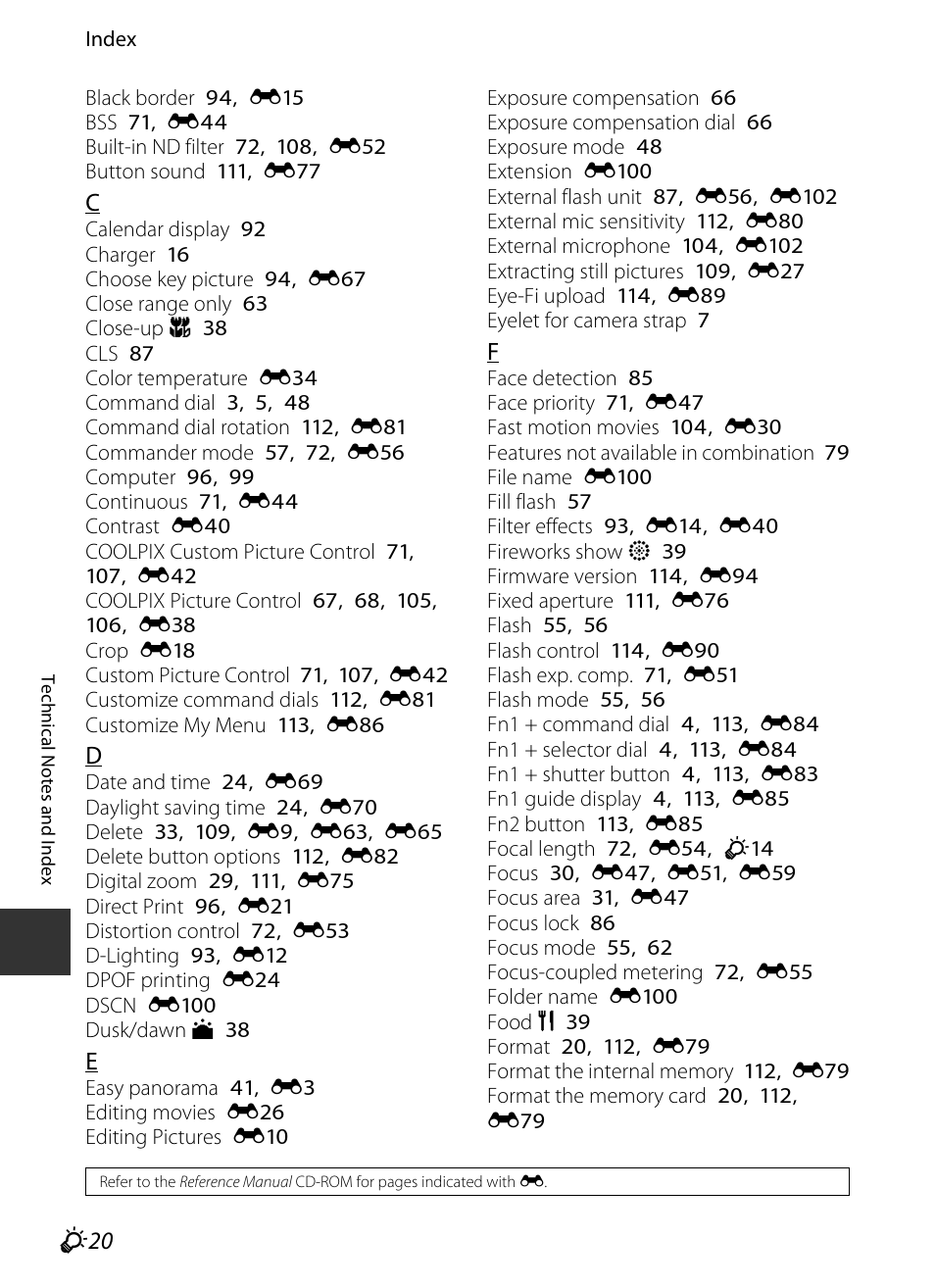 F 20 | Nikon P7700 User Manual | Page 152 / 156