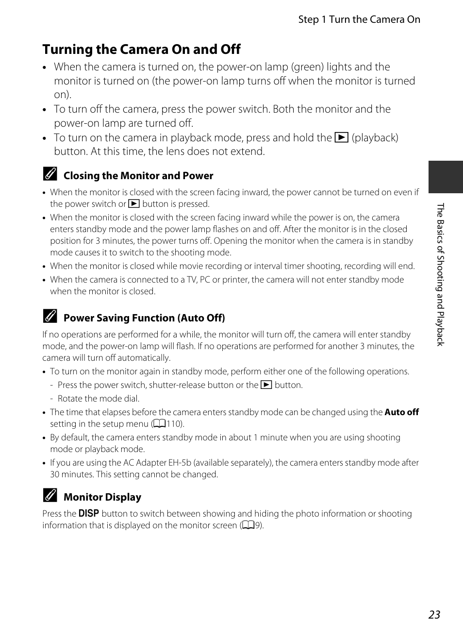 Turning the camera on and off | Nikon P7700 User Manual | Page 41 / 156