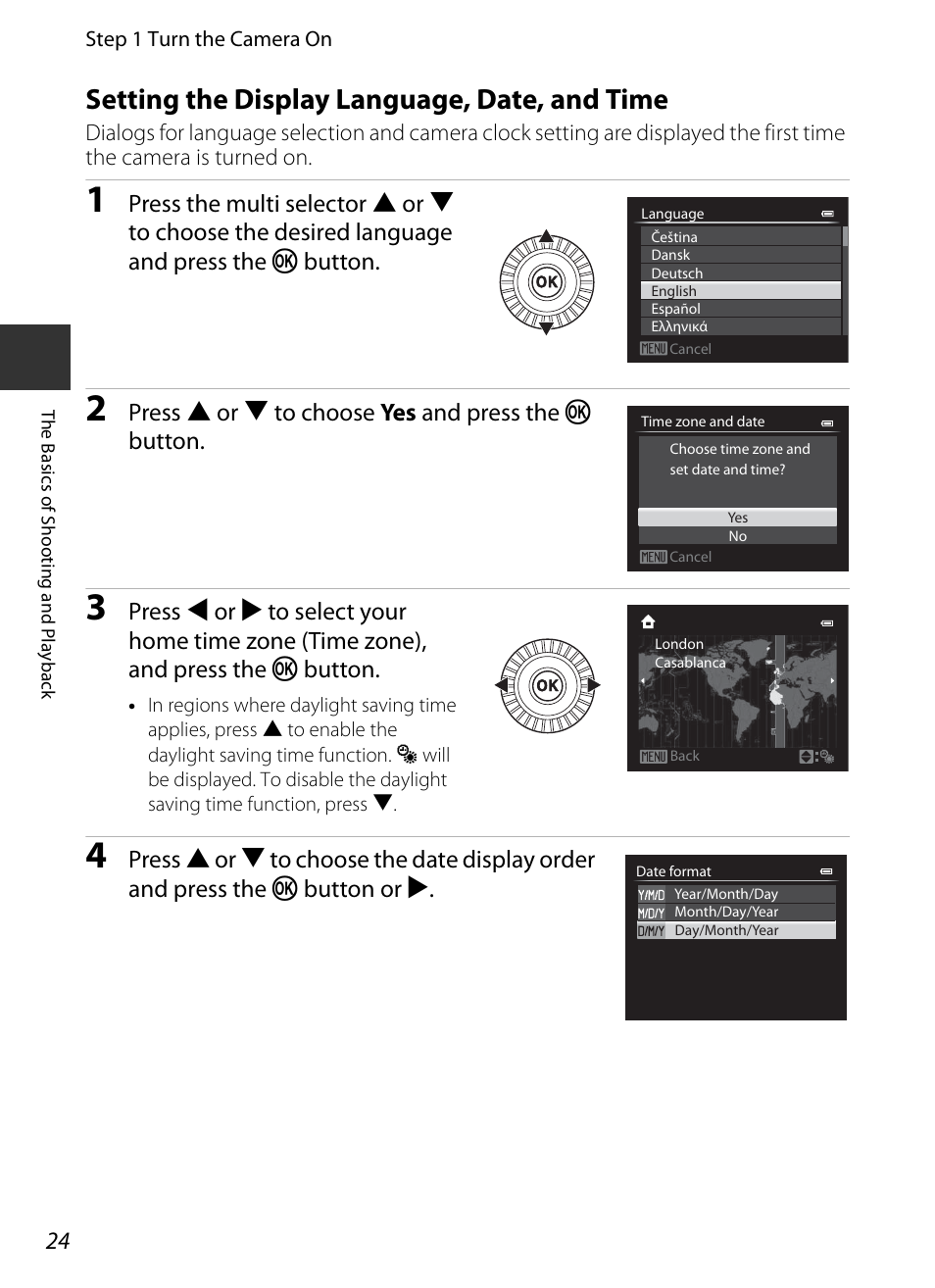 Setting the display language, date, and time | Nikon P7700 User Manual | Page 42 / 156