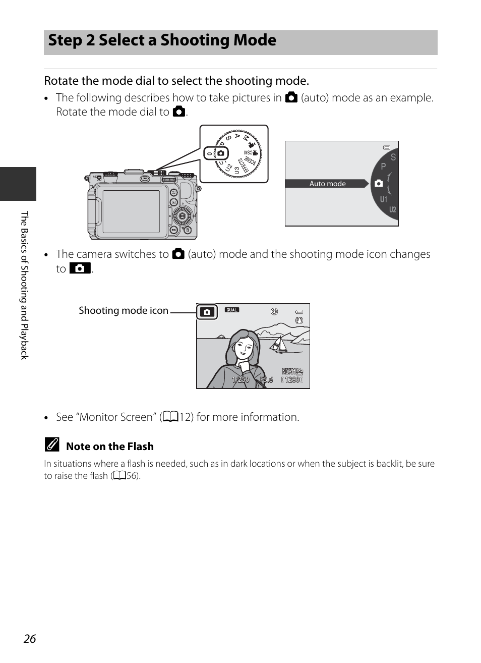 Step 2 select a shooting mode, Rotate the mode dial to select the shooting mode | Nikon P7700 User Manual | Page 44 / 156