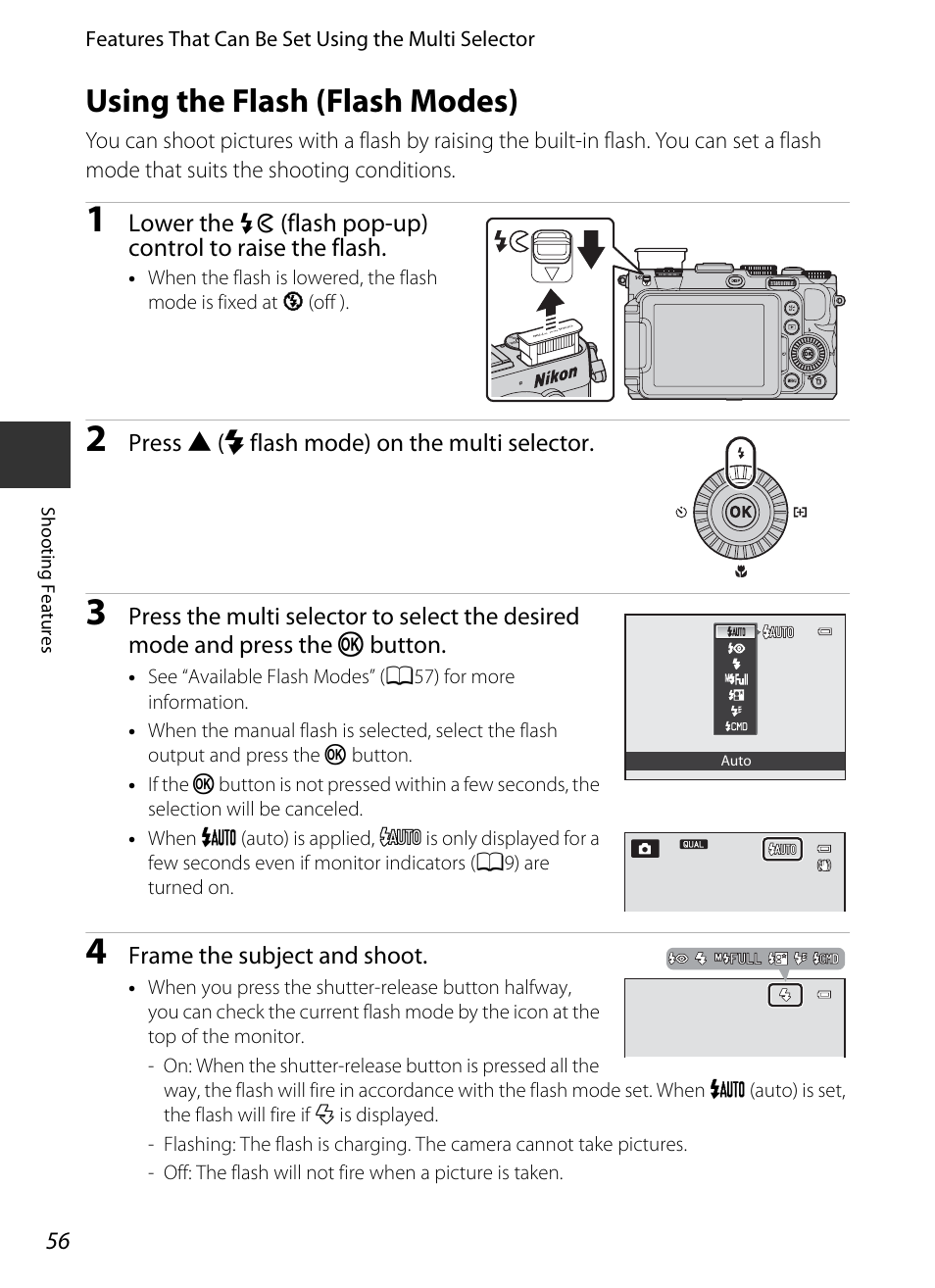 Using the flash (flash modes) | Nikon P7700 User Manual | Page 74 / 156