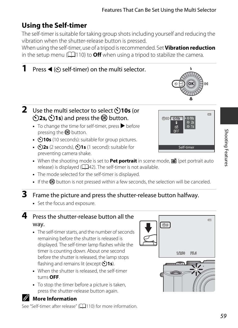 Using the self-timer | Nikon P7700 User Manual | Page 77 / 156