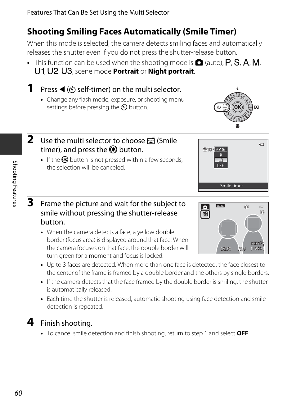 Shooting smiling faces automatically (smile timer) | Nikon P7700 User Manual | Page 78 / 156