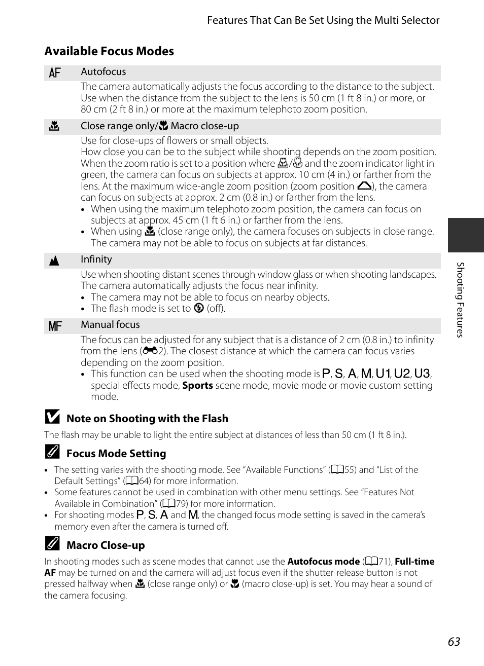 Available focus modes | Nikon P7700 User Manual | Page 81 / 156