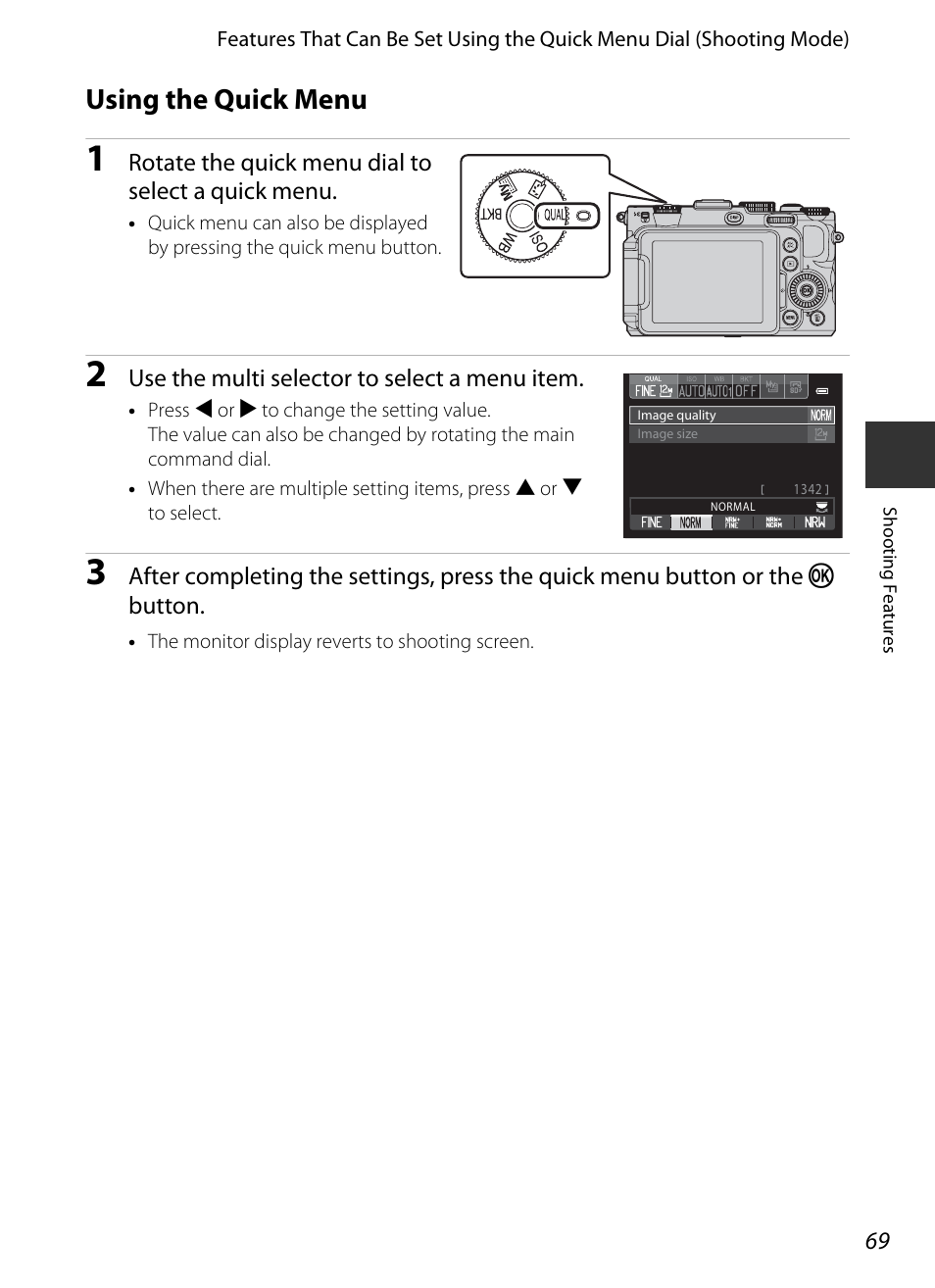 Using the quick menu | Nikon P7700 User Manual | Page 87 / 156