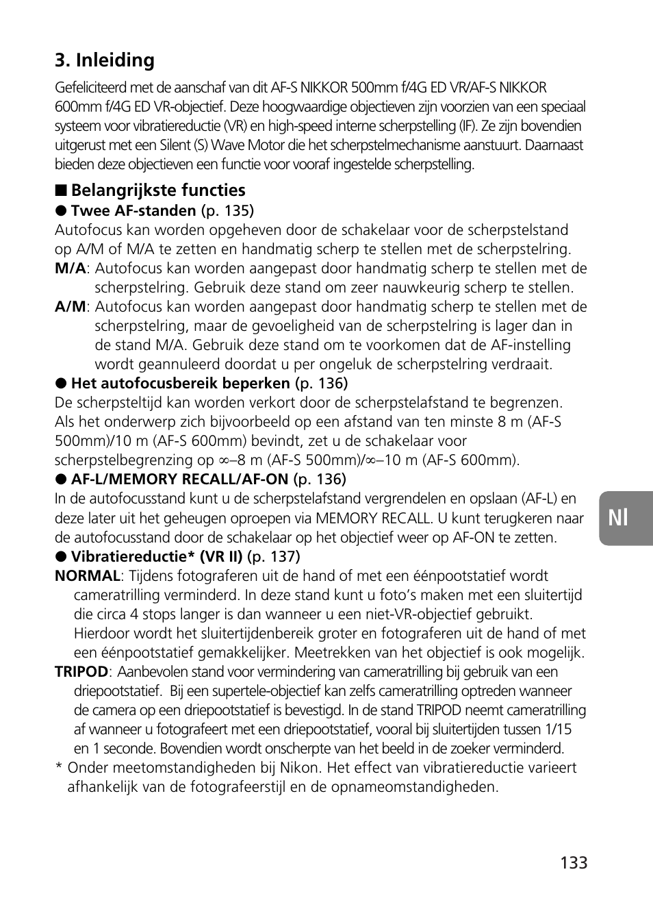 Inleiding | Nikon AF-S VR 500mm f-4G ED - AF-S VR 600mm f-4G ED User Manual | Page 133 / 224