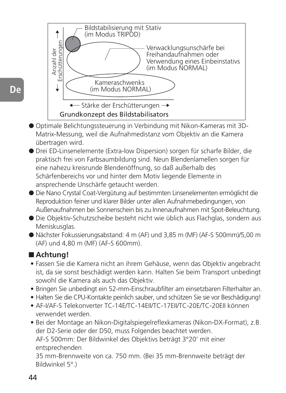 Nikon AF-S VR 500mm f-4G ED - AF-S VR 600mm f-4G ED User Manual | Page 44 / 224