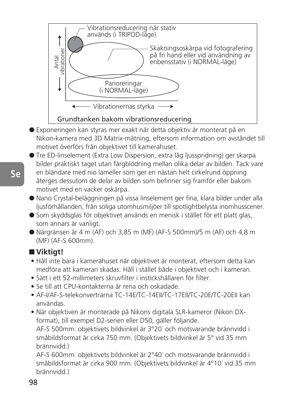 Nikon AF-S VR 500mm f-4G ED - AF-S VR 600mm f-4G ED User Manual | Page 98 / 224