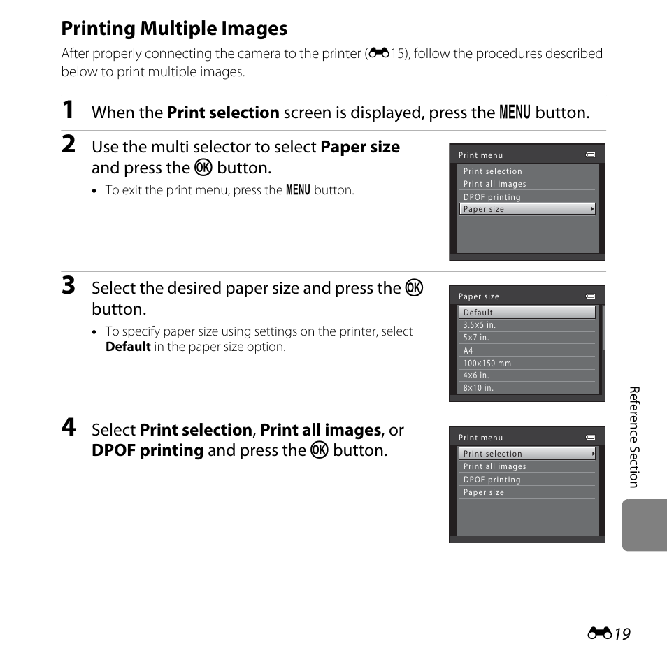 Printing multiple images, E19) | Nikon L25 - L26 User Manual | Page 127 / 204