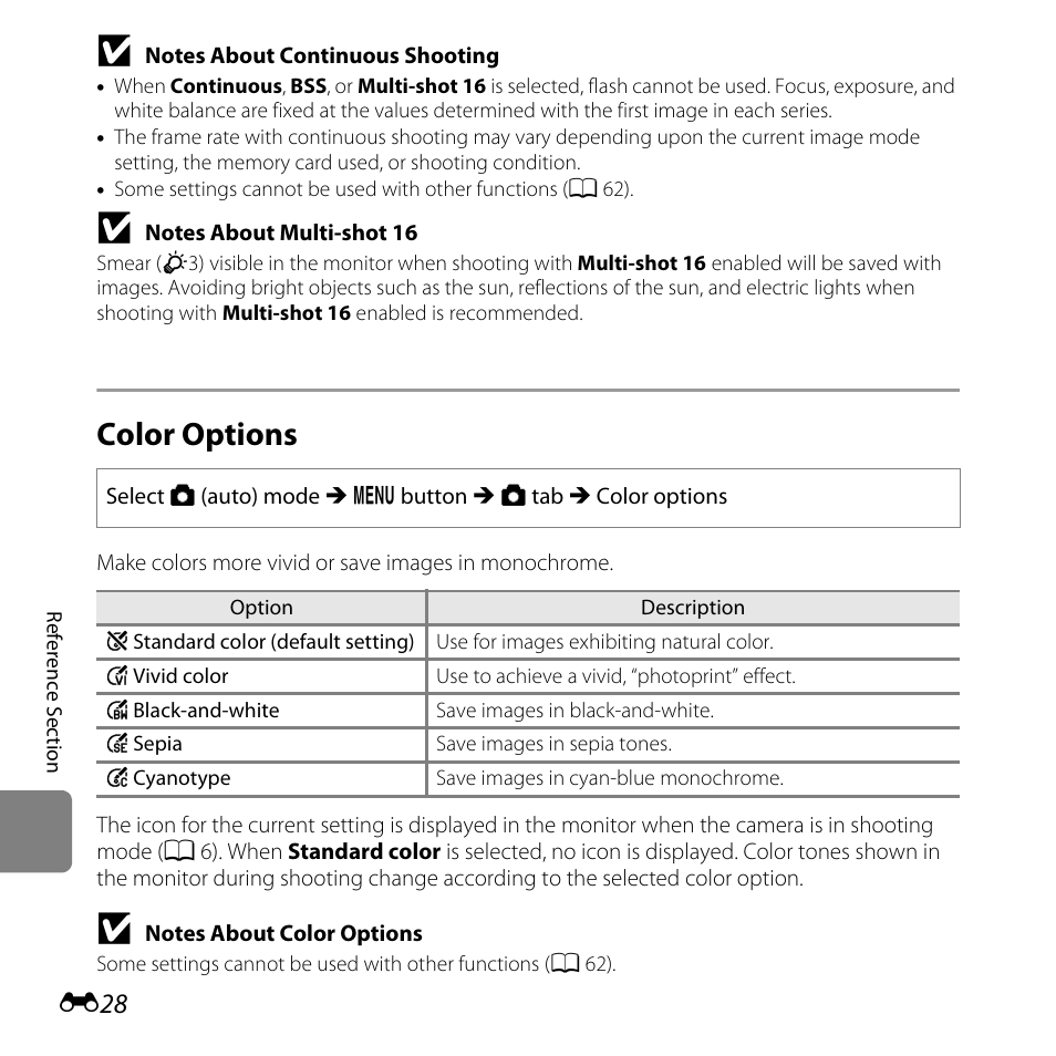 Color options | Nikon L25 - L26 User Manual | Page 136 / 204