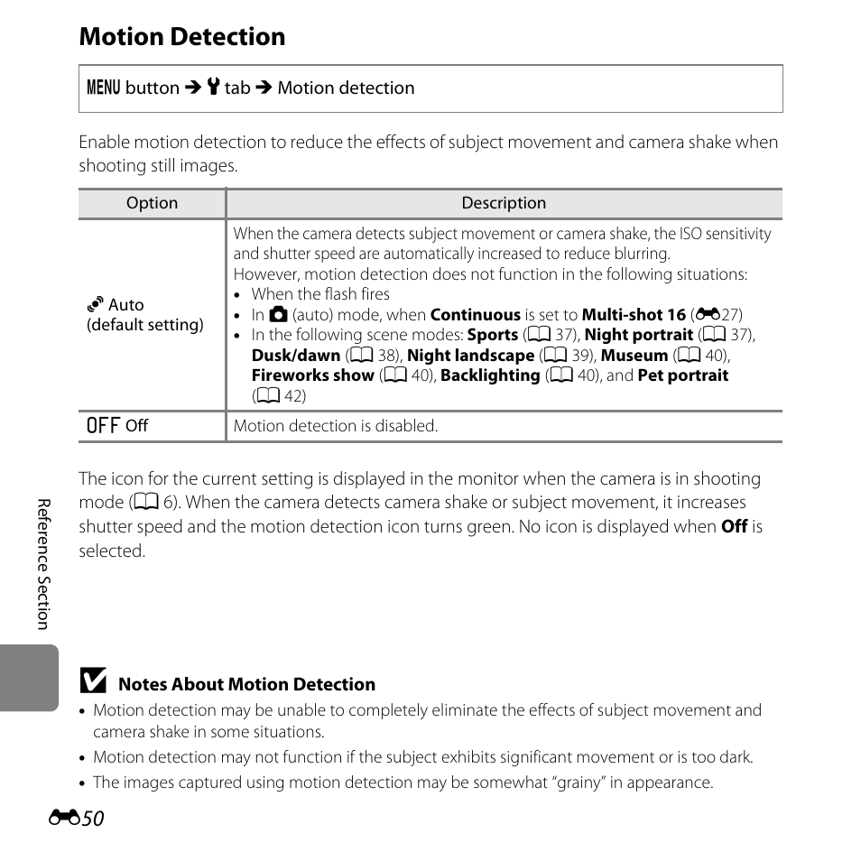 Motion detection | Nikon L25 - L26 User Manual | Page 158 / 204