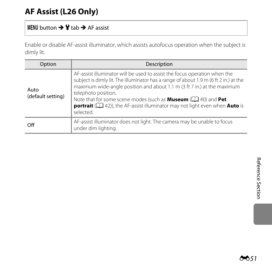 Af assist (l26 only) | Nikon L25 - L26 User Manual | Page 159 / 204