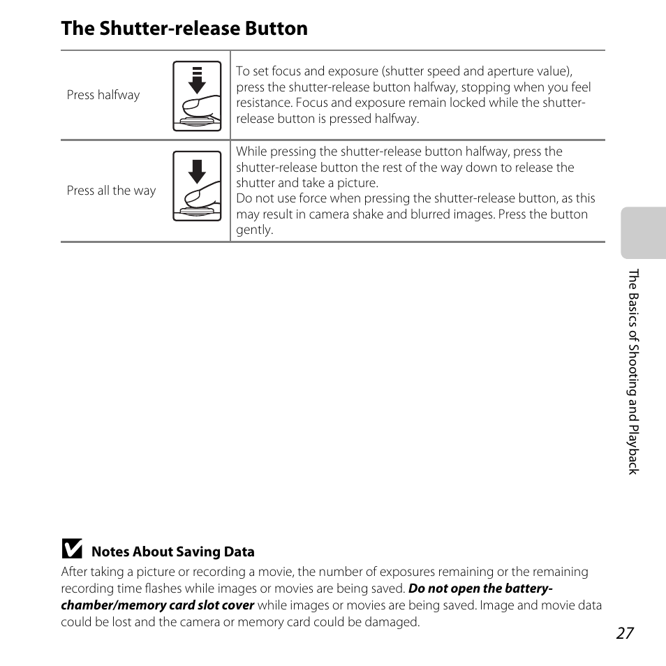 The shutter-release button, A 27) | Nikon L25 - L26 User Manual | Page 47 / 204