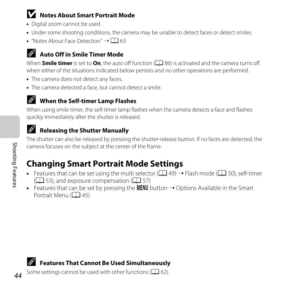 Changing smart portrait mode settings | Nikon L25 - L26 User Manual | Page 64 / 204