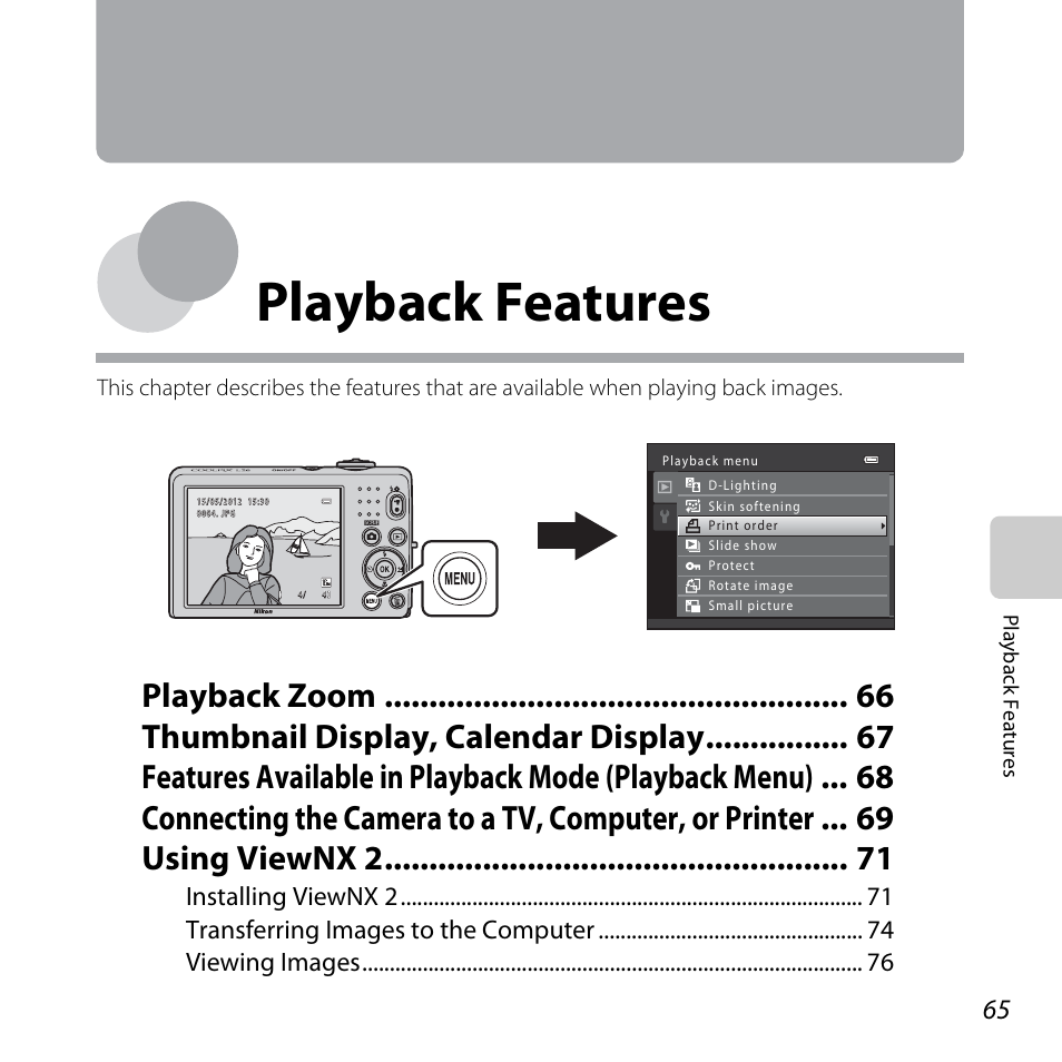 Playback features | Nikon L25 - L26 User Manual | Page 85 / 204