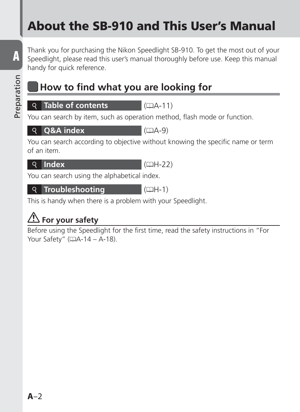 About the sb-910 and this user’s manual, How to find what you are looking for | Nikon SB-910 User Manual | Page 2 / 136