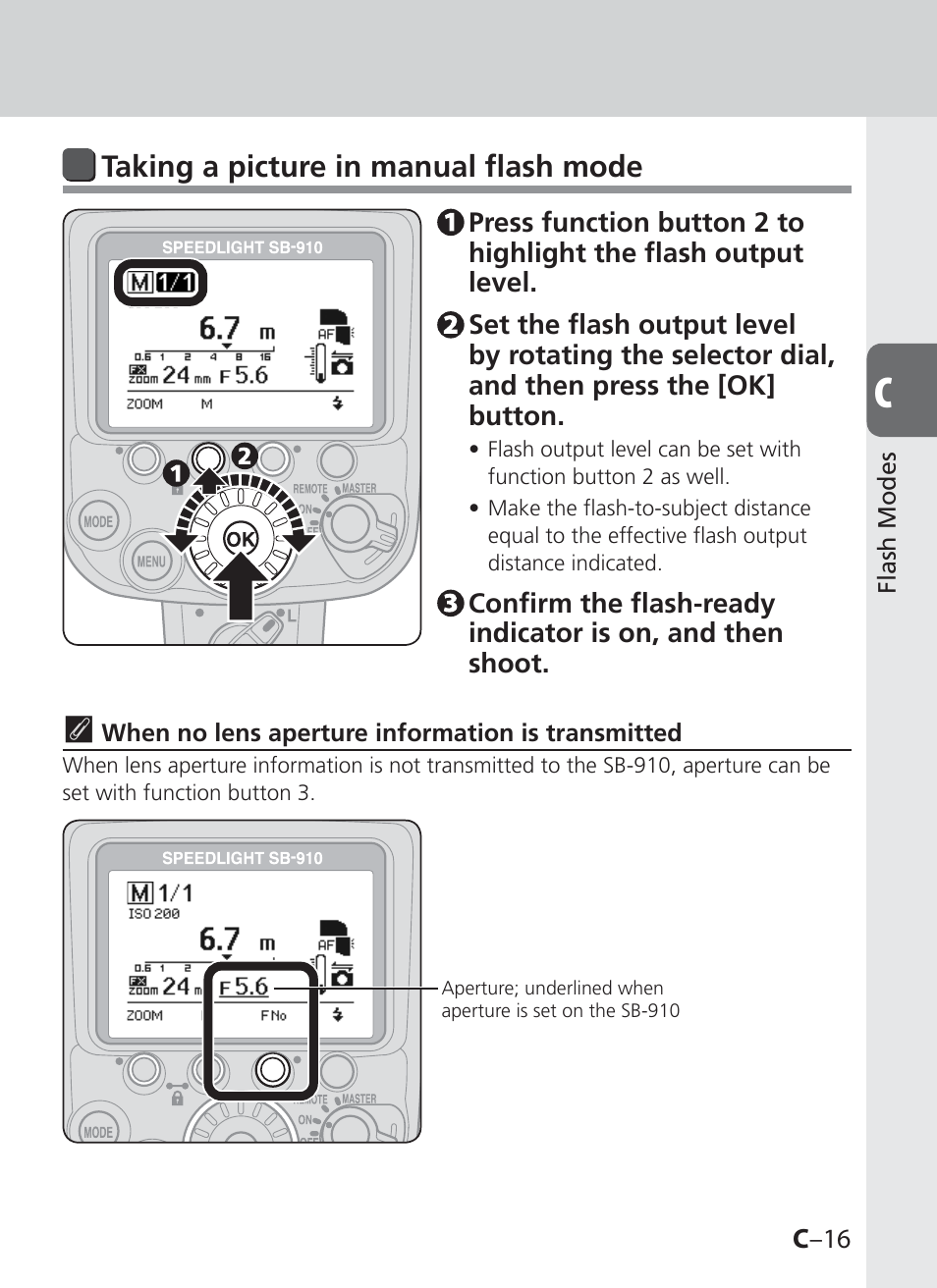Taking a picture in manual flash mode | Nikon SB-910 User Manual | Page 55 / 136