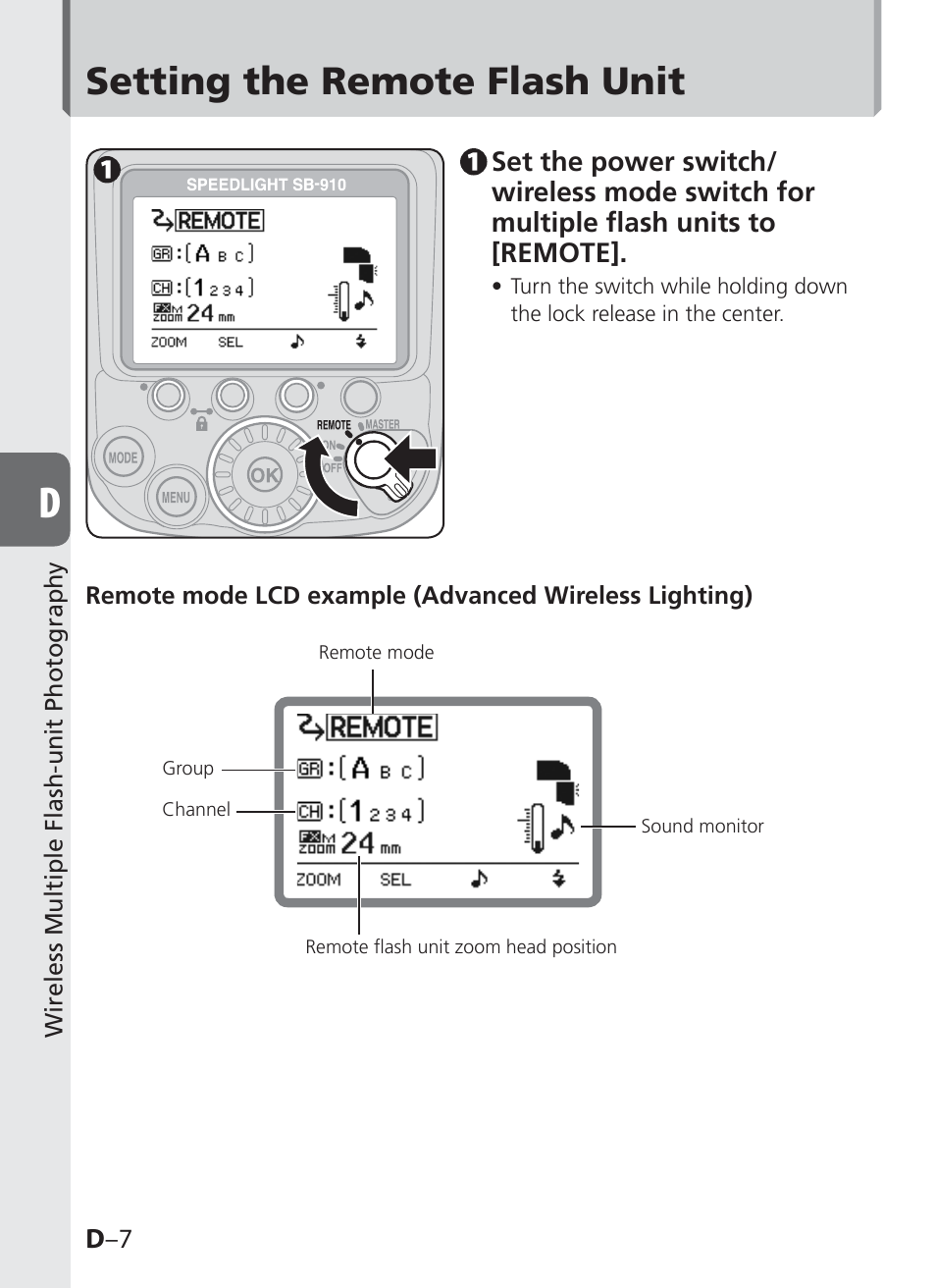Setting the remote flash unit | Nikon SB-910 User Manual | Page 68 / 136