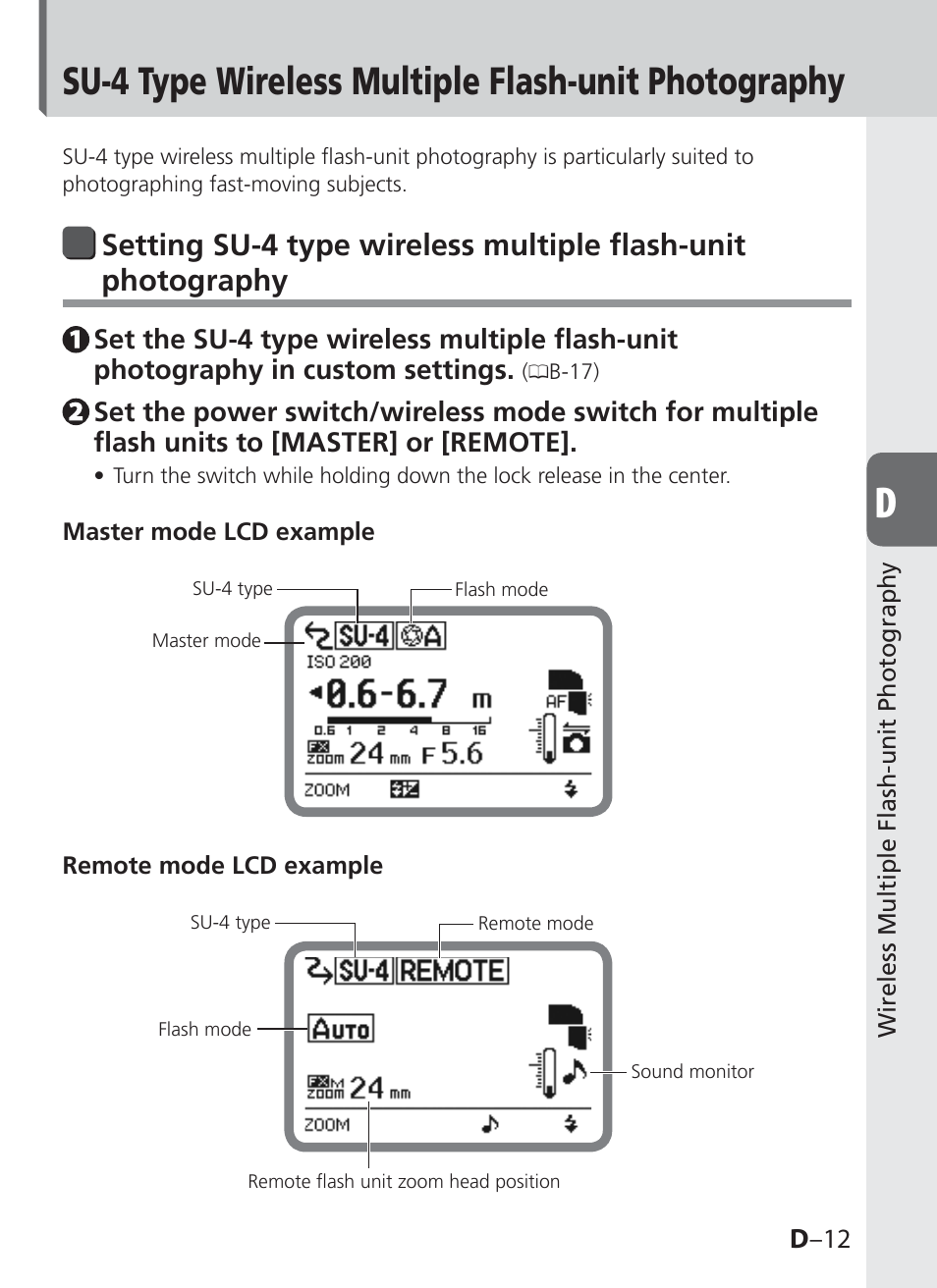 Su-4 type wireless multiple flash-unit photography | Nikon SB-910 User Manual | Page 73 / 136