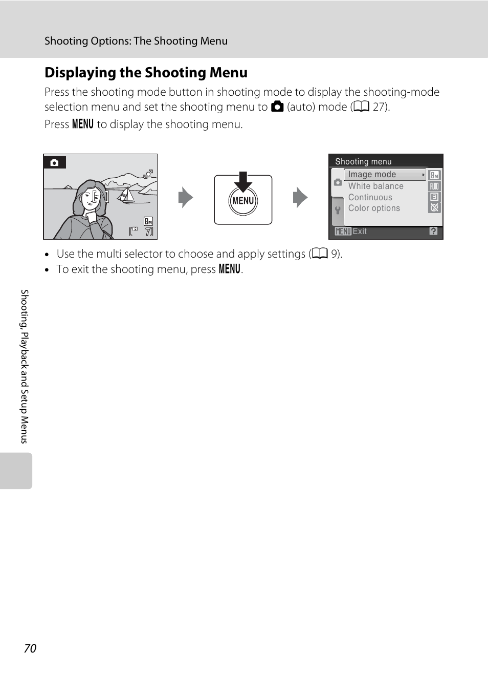 Displaying the shooting menu | Nikon L19 - L20 User Manual | Page 82 / 140