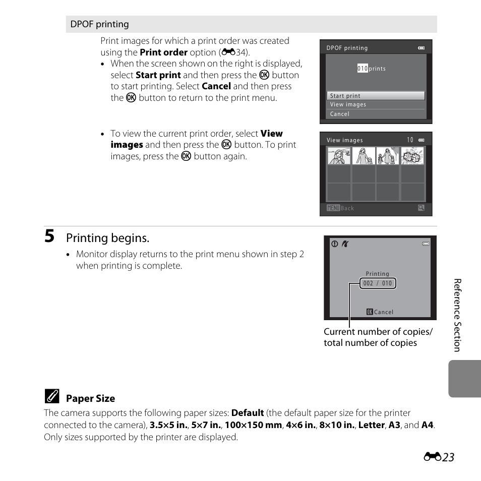 Printing begins | Nikon L320 User Manual | Page 129 / 204