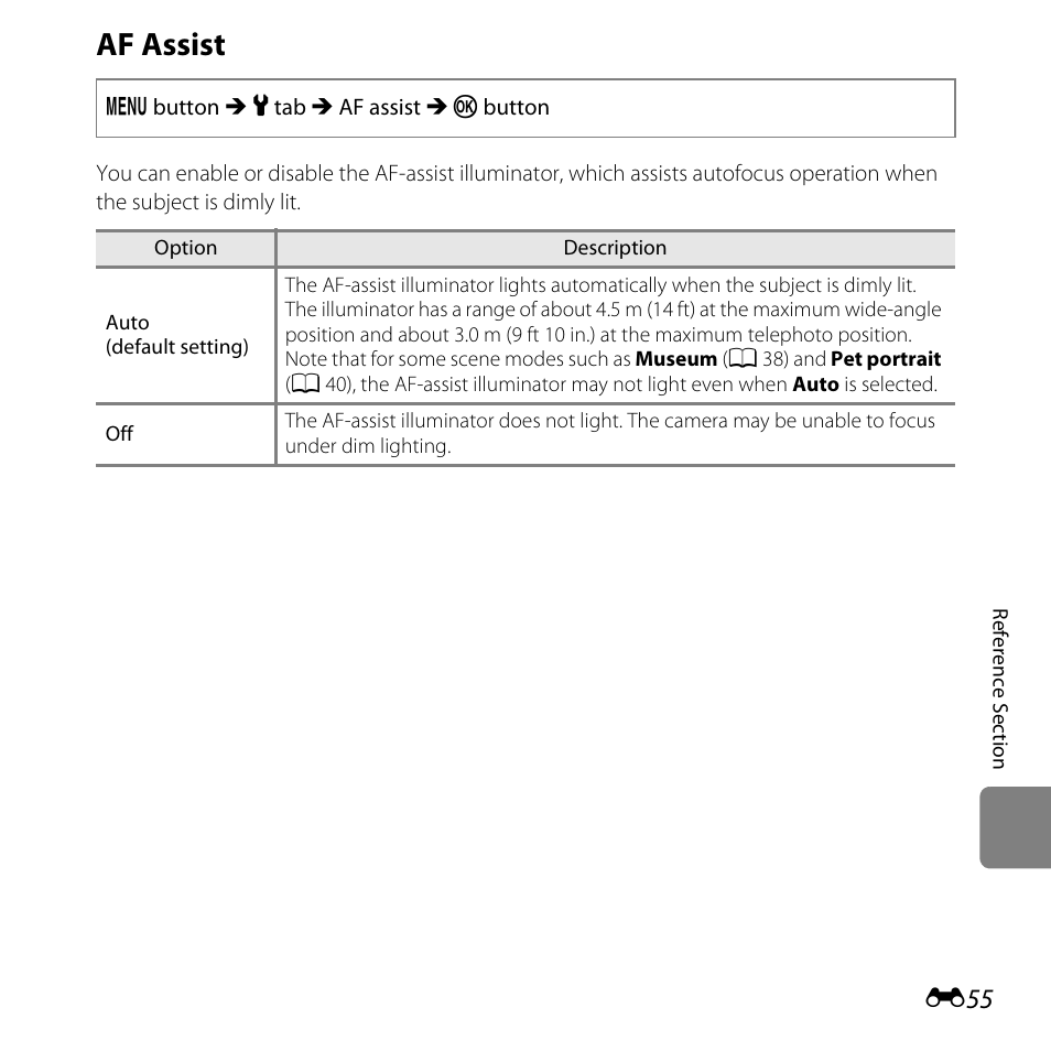 Af assist | Nikon L320 User Manual | Page 161 / 204