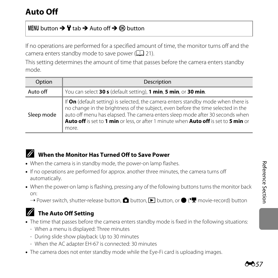 Auto off | Nikon L320 User Manual | Page 163 / 204