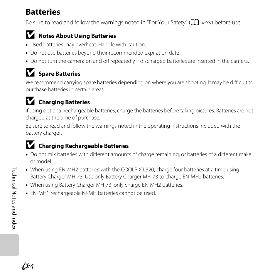 Batteries, Batteries” (f4) b | Nikon L320 User Manual | Page 182 / 204