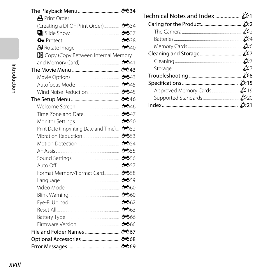 Xviii | Nikon L320 User Manual | Page 20 / 204