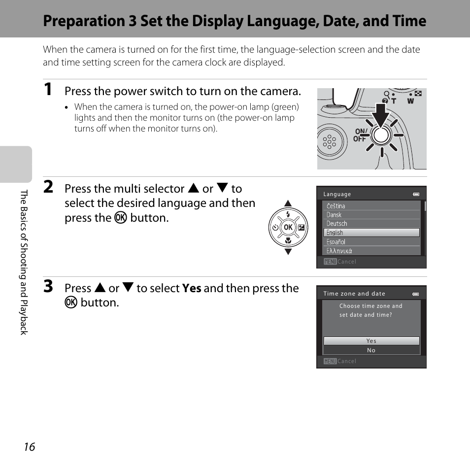 Press the power switch to turn on the camera | Nikon L320 User Manual | Page 36 / 204