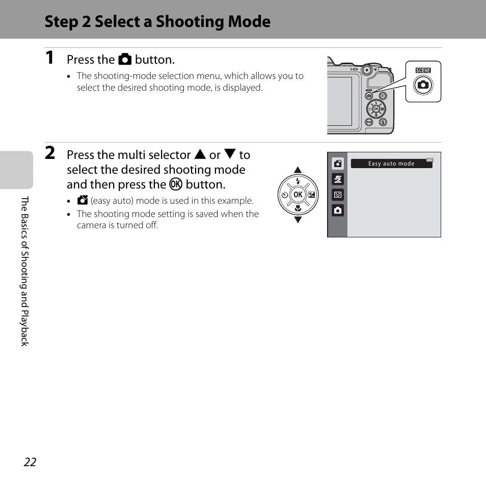 Step 2 select a shooting mode | Nikon L320 User Manual | Page 42 / 204