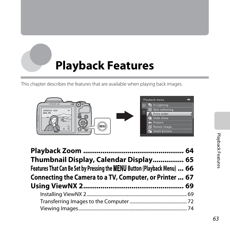 Playback features | Nikon L320 User Manual | Page 83 / 204