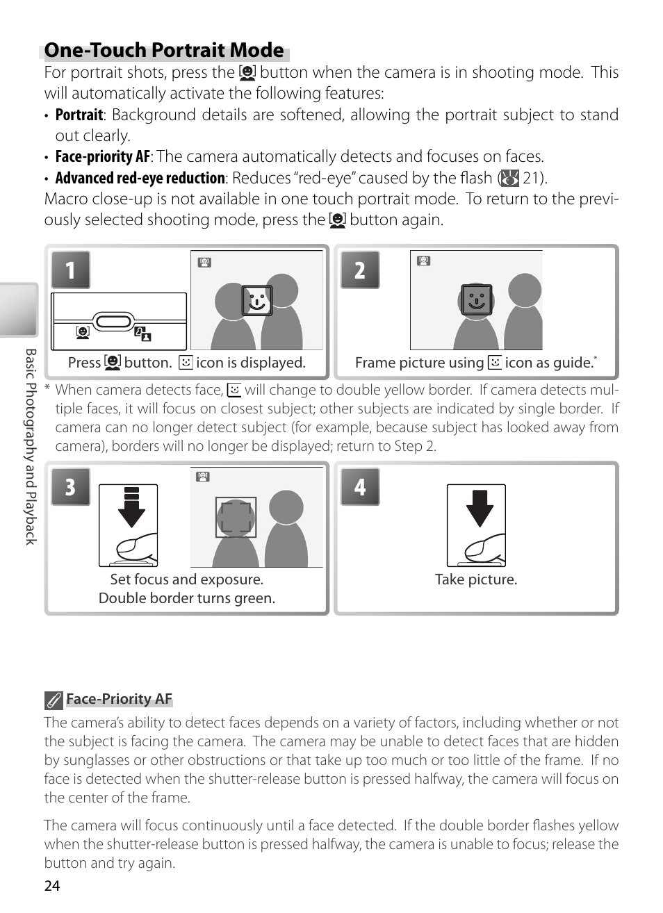 One-touch portrait mode | Nikon S5 User Manual | Page 34 / 108