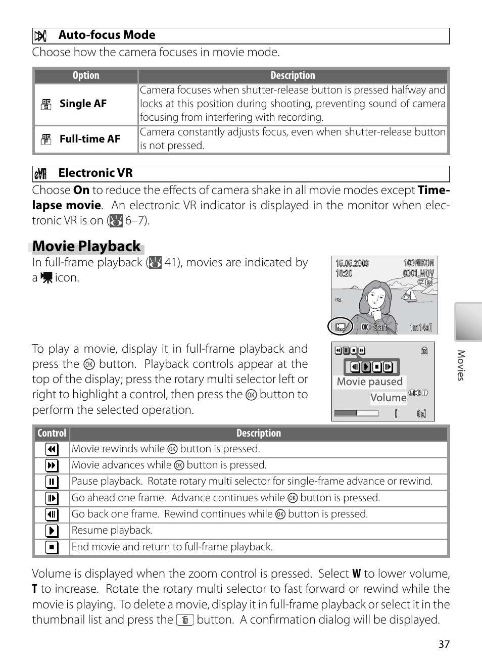 Movie playback | Nikon S5 User Manual | Page 47 / 108