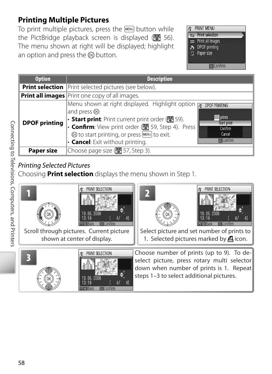 Printing multiple pictures | Nikon S5 User Manual | Page 68 / 108