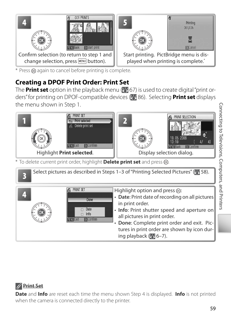 Creating a dpof print order: print set | Nikon S5 User Manual | Page 69 / 108