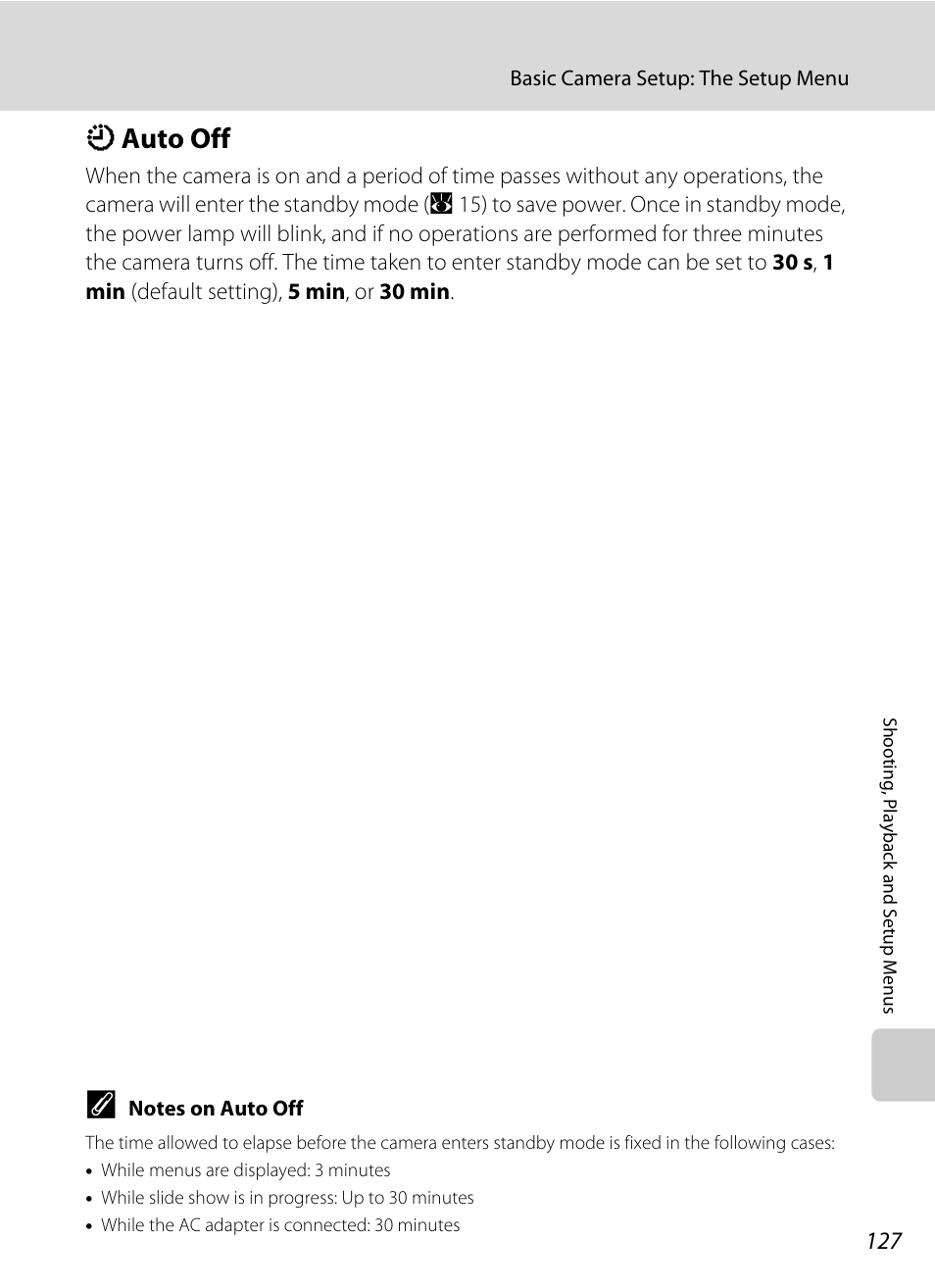 Auto off, K auto off, Activate it | A 127), A 127, Kauto off | Nikon S710 User Manual | Page 139 / 172