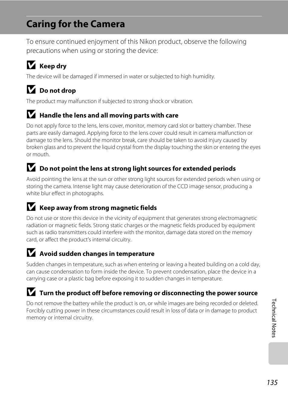 Caring for the camera | Nikon S710 User Manual | Page 147 / 172