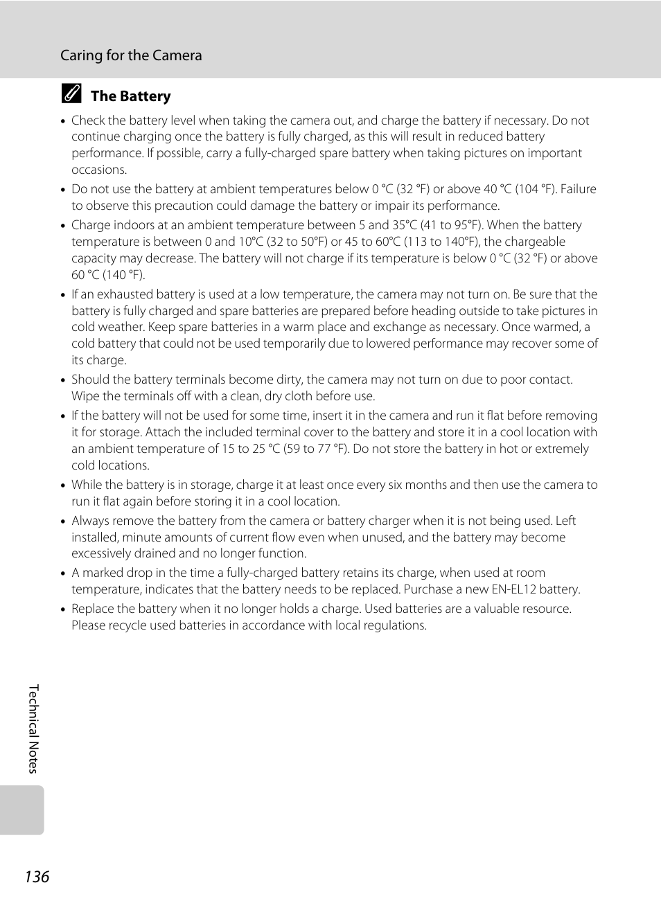 The battery, A 136), be | Nikon S710 User Manual | Page 148 / 172