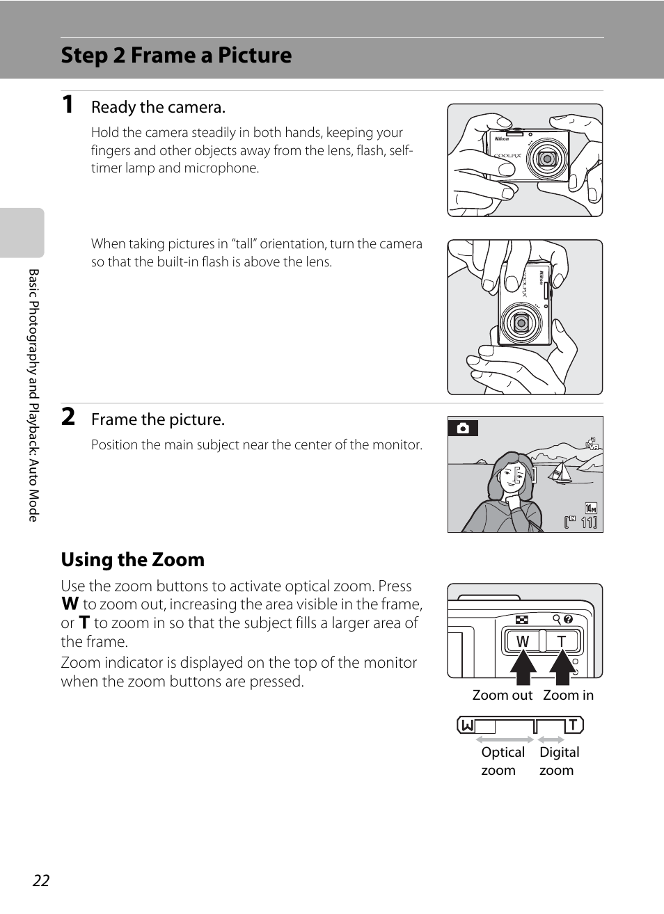 Step 2 frame a picture, Using the zoom | Nikon S710 User Manual | Page 34 / 172